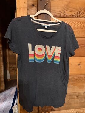 P.J. Salvage Navy Tee with Rainbow Logo Tag